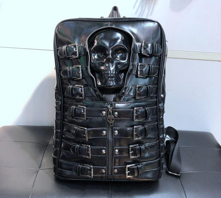 Unisex Skull Leather Backpack