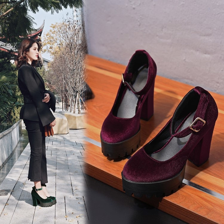 Velvet Chunky Platforms