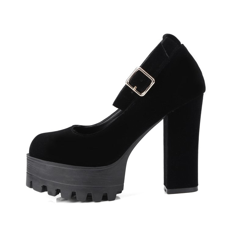 Velvet Chunky Platforms