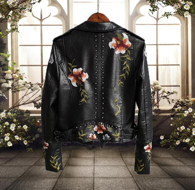 Floral Leather Jacket