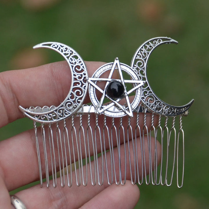 Moon & Pentagram Hair Slide