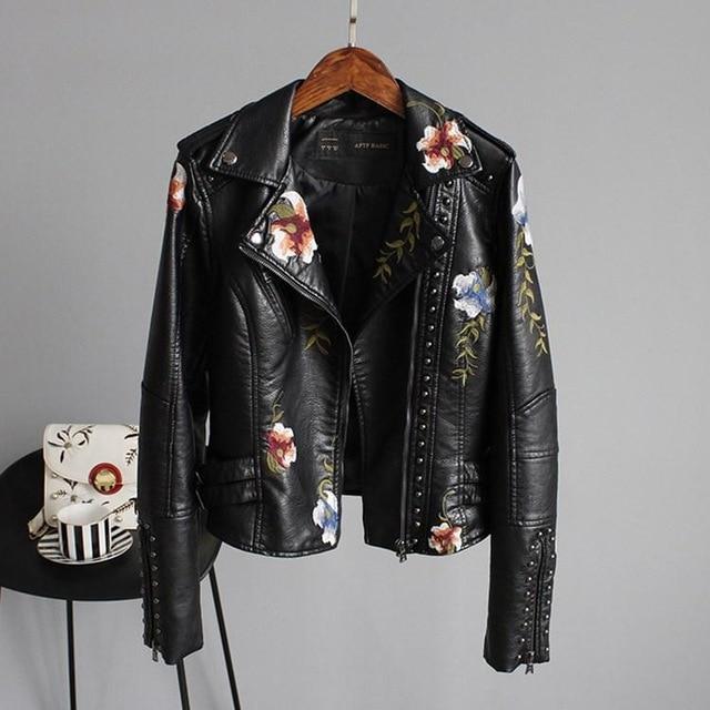 Women's Floral Leather Jacket